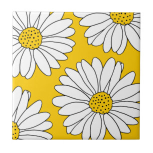 Yellow and White Daisies 2 Tile