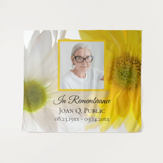 Yellow and White Daisies Funeral Memorial Tapestry (Front (Horizontal))