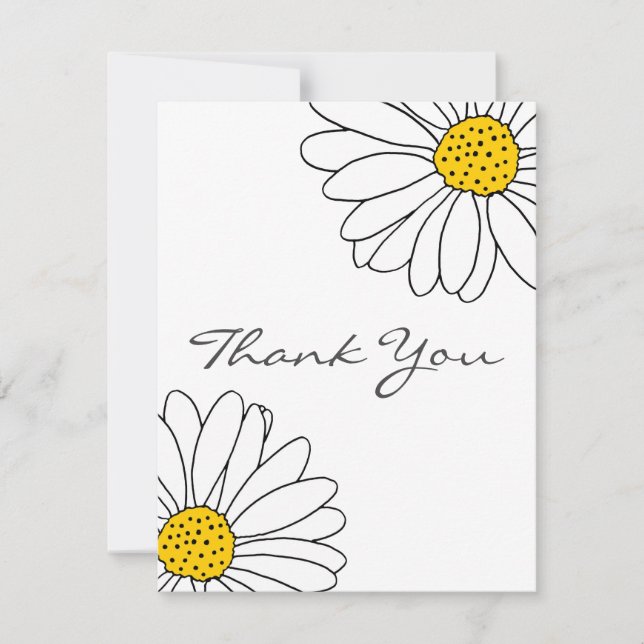 Yellow and White Daisies Thank You Card (Front)