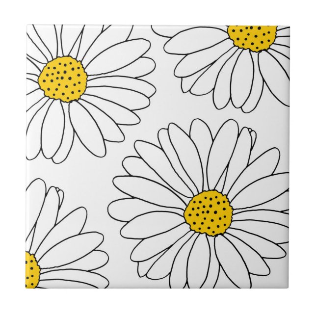 Yellow and White Daisies Tile (Front)