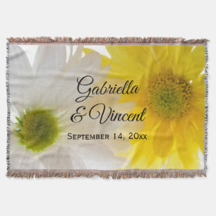 Yellow and White Daisies Wedding Keepsake Throw Blanket