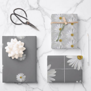 Yellow and white daisies wrapping paper