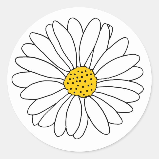 Yellow and White Daisy Classic Round Sticker (Front)