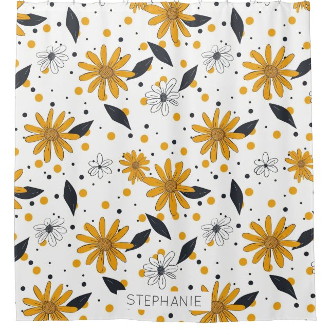 Yellow and White Daisy Pattern with Dark Leaves (Front)