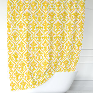 Yellow and White Damask