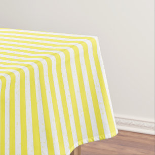 Yellow and White Deckchair Stripe Pattern Tablecloth