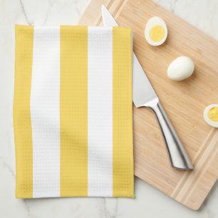 Yellow and White Deckchair Stripes Kitchen Towel