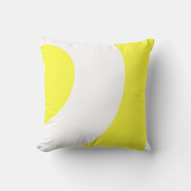 Yellow and White Decorative Swirls Throw Pillow (Front)