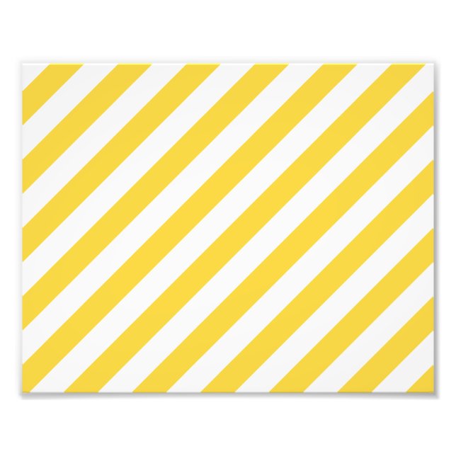 Yellow and White Diagonal Stripes Pattern Photo Print (Front)