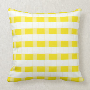 Yellow and White Dimensional Checks Throw Pillow