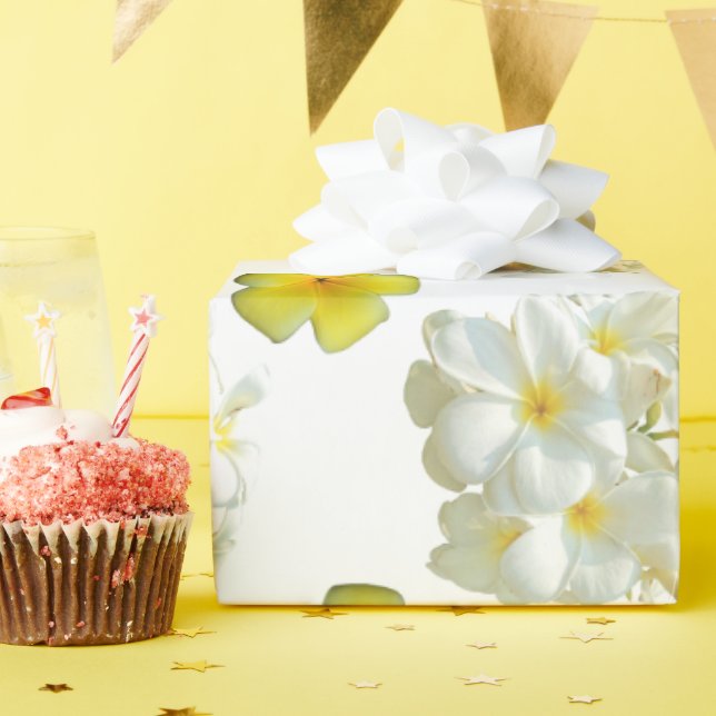 Yellow and White Frangipani Matte Wrapping Paper (Birthday Party)