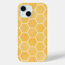 Yellow and White Geometric Honeycomb Pattern