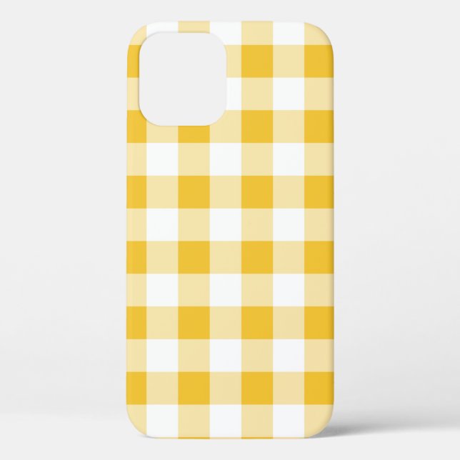 Yellow and White Gingham Buffalo Plaid Design Case-Mate iPhone Case (Back)