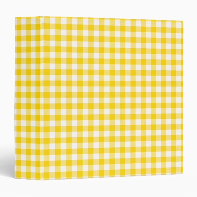 Yellow and White Gingham Checks Squares Binder (Front/Spine)