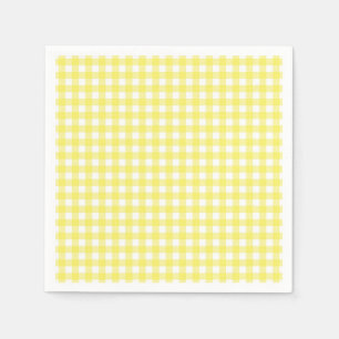 Yellow and White Gingham Design Napkin
