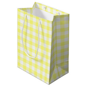 Yellow and White Gingham Medium Gift Bag