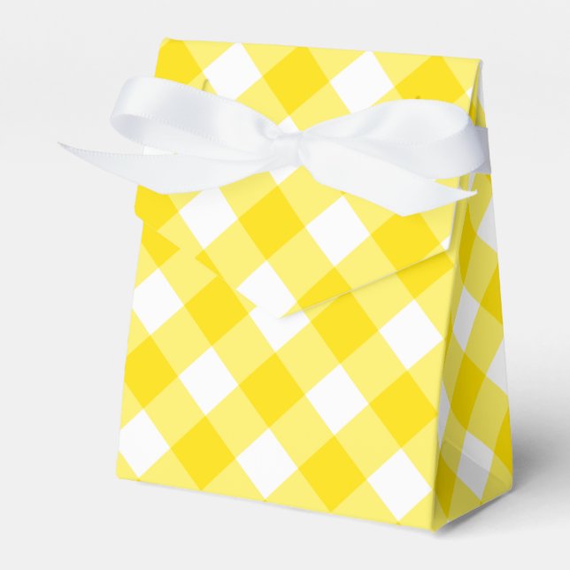 Yellow and White Gingham Pattern Favor Box (Front Side)