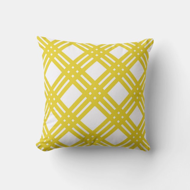 Yellow and White Gingham Throw Pillow (Front)
