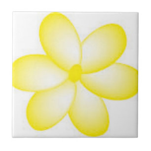 Yellow and White Hawaiian Plumeria Tile