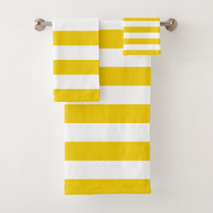 Yellow and White Horizontal Stripes Bath Towel Set