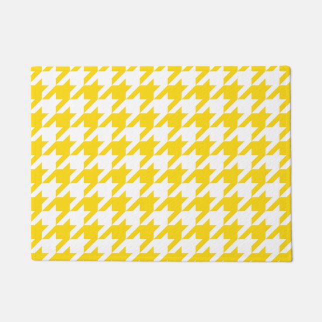 Yellow and White Houndstooth Check Doormat (Front)