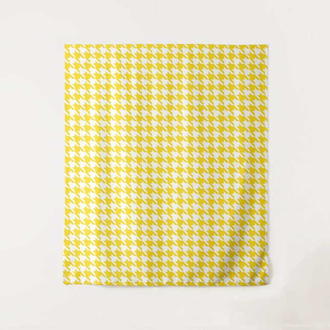 Yellow and White Houndstooth Check Tapestry (Front)