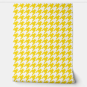 Yellow and White Houndstooth Check Wallpaper