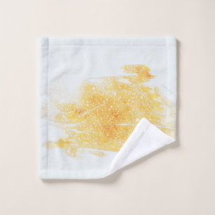 Yellow and white illustration wash cloth