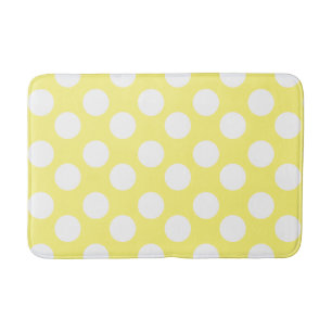 Yellow and White Large Polka Dot Bath Mat