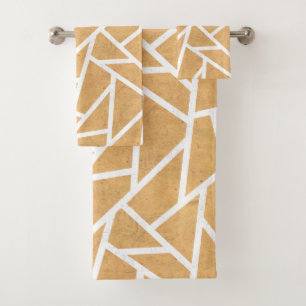 Yellow and white mosaic pattern bath towel set