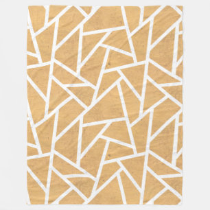 Yellow and white mosaic pattern fleece blanket