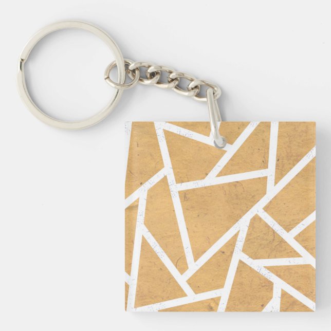 Yellow and white mosaic pattern keychain (Front)
