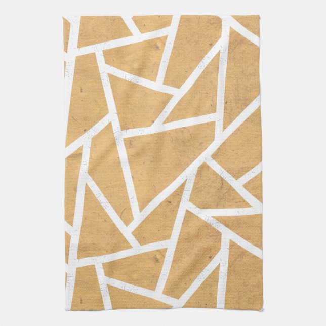 Yellow and white mosaic pattern kitchen towel (Vertical)