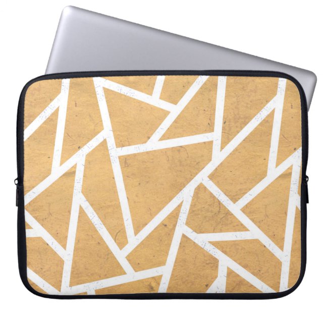 Yellow and white mosaic pattern laptop sleeve (Front)