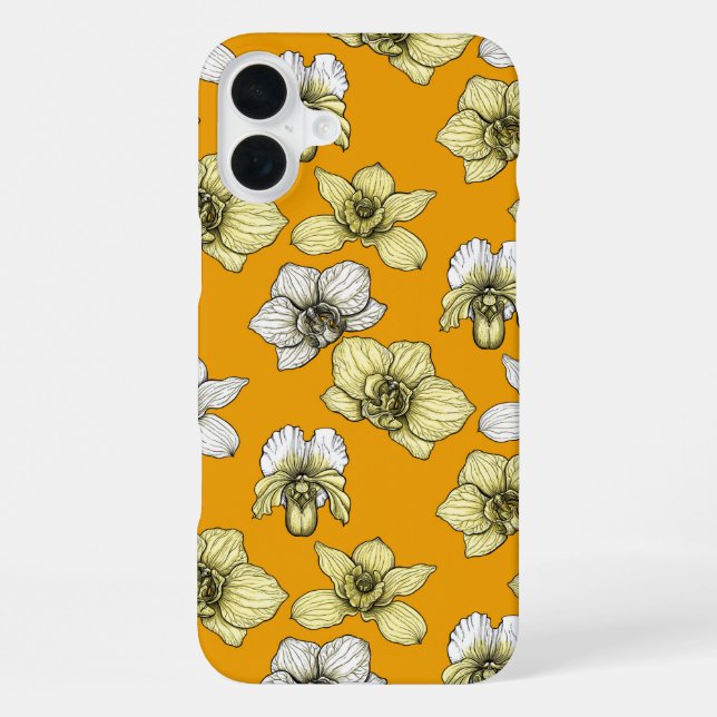 Yellow and white orchid flowers iPhone case (Back)