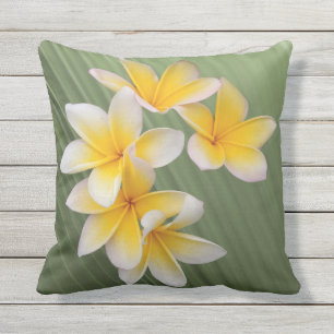 Yellow and White Outdoor Pillow