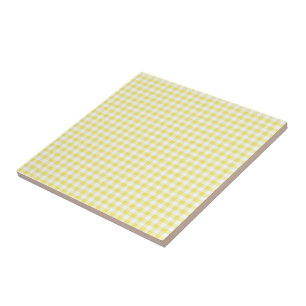 Yellow and White Plaid Checked - Customizable Tile