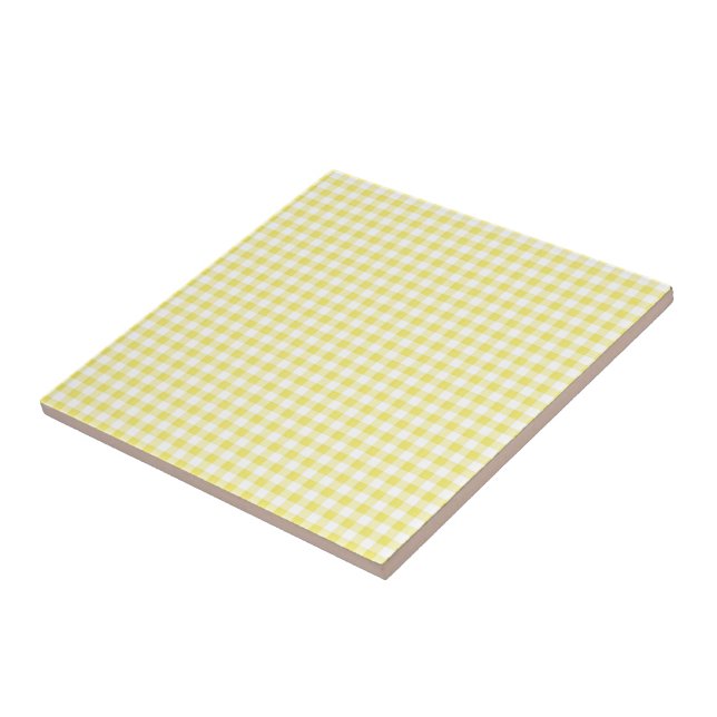 Yellow and White Plaid Checked - Customizable Tile (Side)