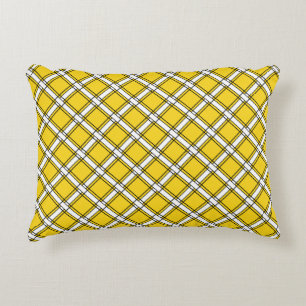 Yellow and white plaid plaid pattern accent pillow