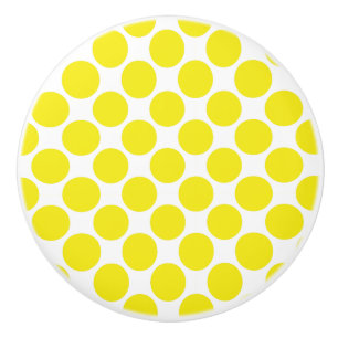 Yellow and white Polka dot Ceramic Knob