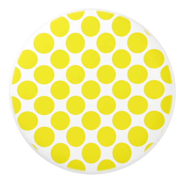 Yellow and white Polka dot Ceramic Knob (Front)
