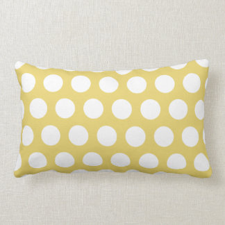 Yellow and White Polka dot  Lumbar  Throw Pillow