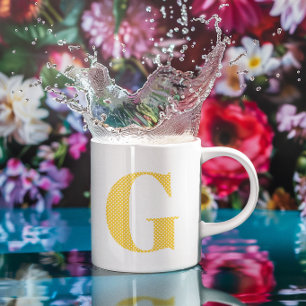 Yellow and White Polka Dot Monogram Coffee Mug
