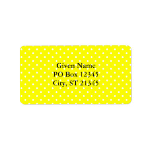 Yellow and White Polka Dot Pattern Label