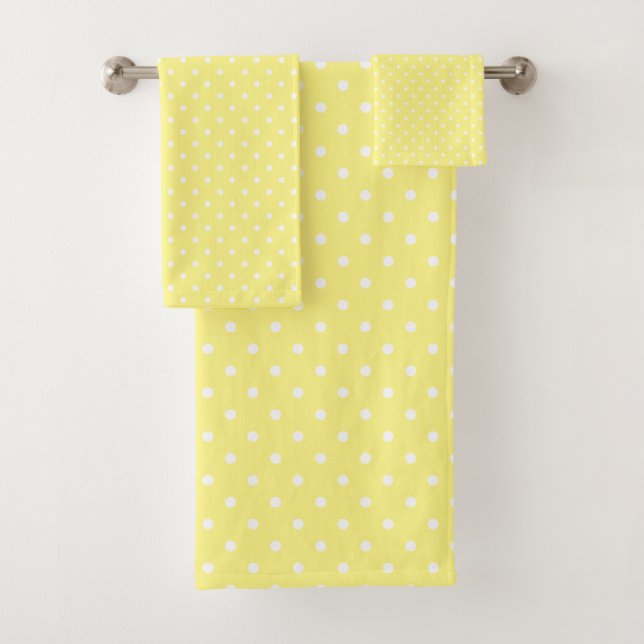 Yellow and White Polka dots Bath Towel Set (Insitu)