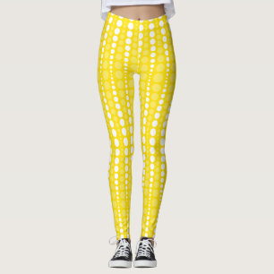 Yellow and White Polka Dots Leggings