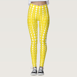 Yellow and White Polka Dots Leggings