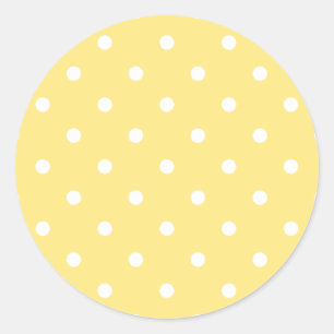 Yellow and White Polka Dots Pattern. Classic Round Sticker