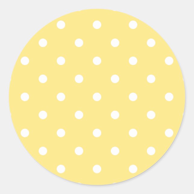 Yellow and White Polka Dots Pattern. Classic Round Sticker (Front)