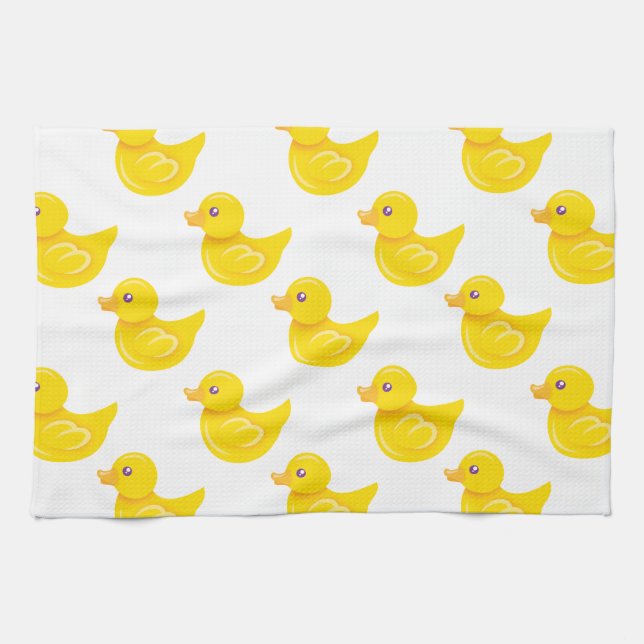 Yellow and White Rubber Duck, Ducky Kitchen Towel (Horizontal)